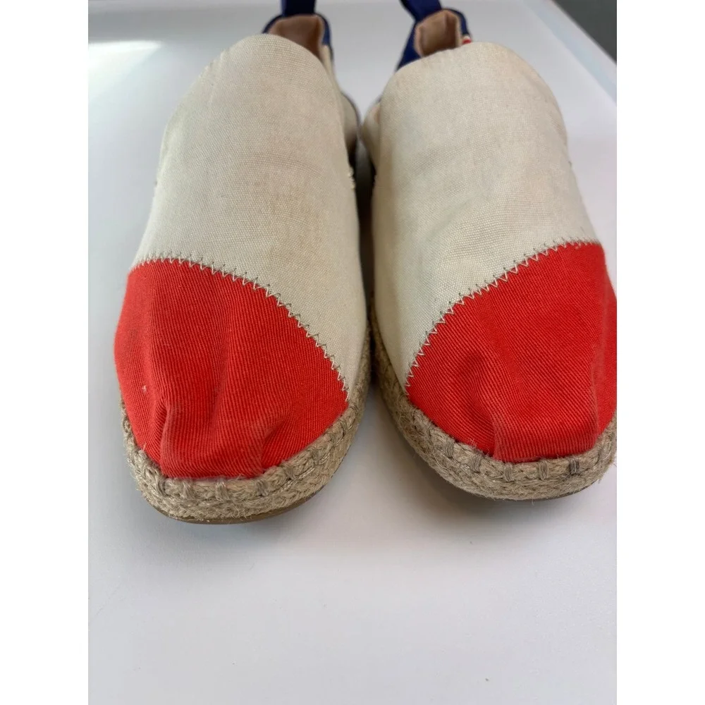 Toms x Clare V Alpargata Espadrilles Red White Blue Womens 8 Colorblock Canvas